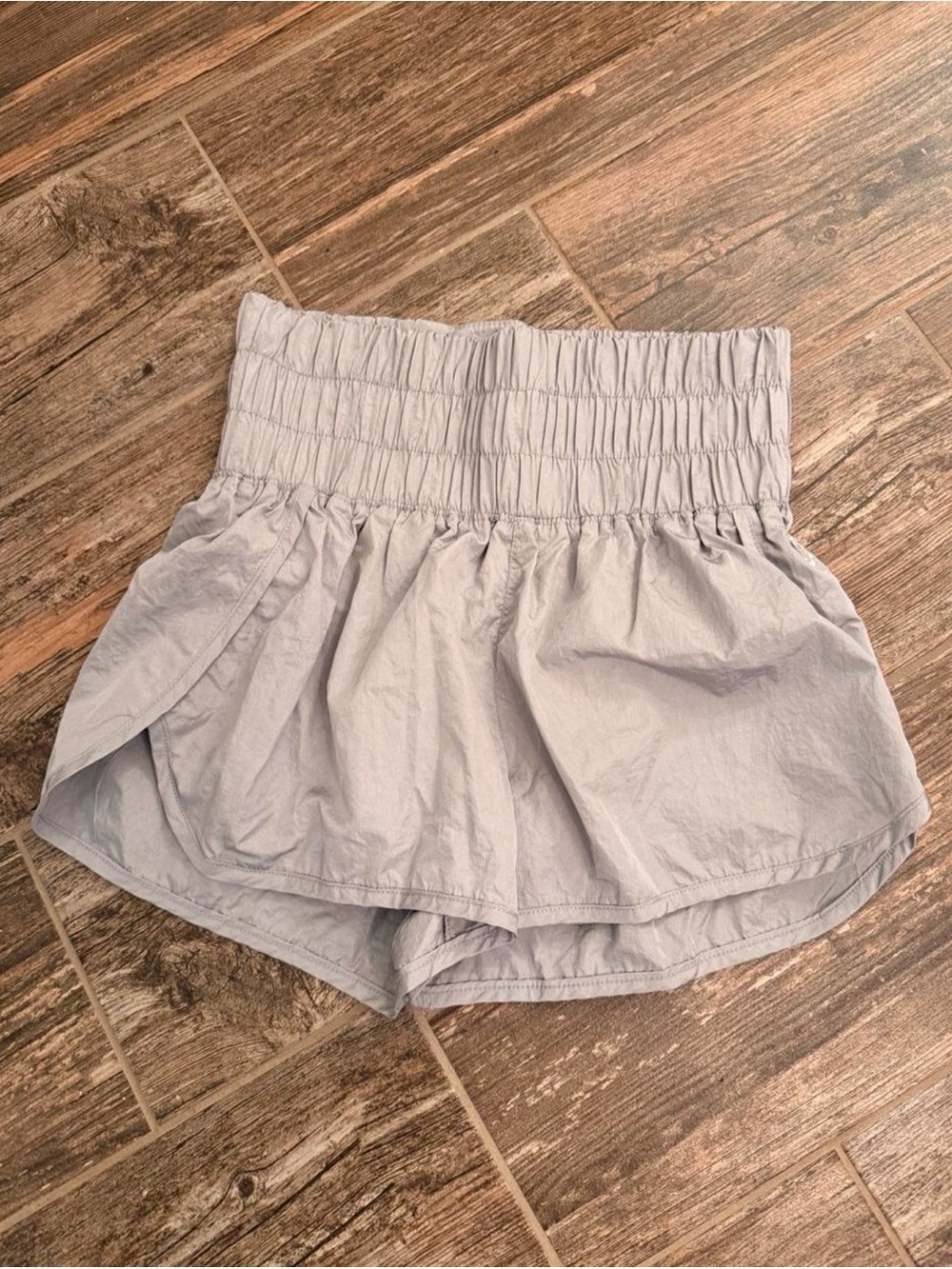 Free People Light Gray Smocked Waist Athletic Shorts